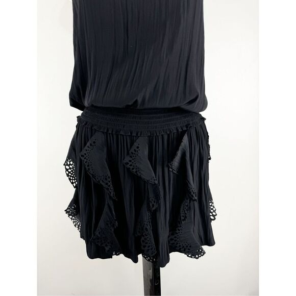 Ramy Brook Women's Rowan Eyelet Sleeveless Smocked Mini Dress Black Size XS part - Picture 3 of 6